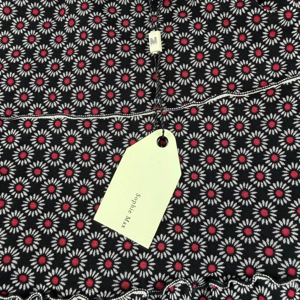 Sophie Max Tiered Mini Skirt Women's XS Black Red Floral Daisy Elena 1B04K10